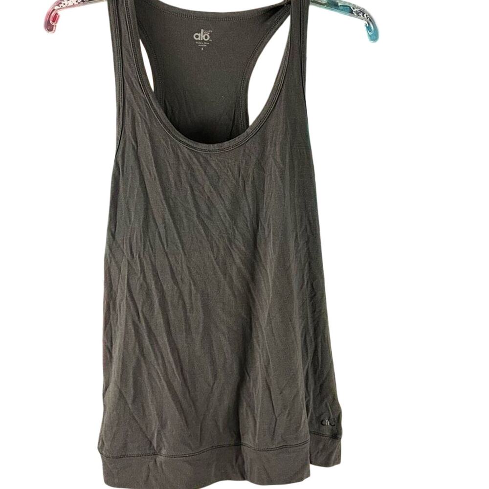 ALO Yoga Gray CoolFit Racerback Athletic Tank Top Size Small